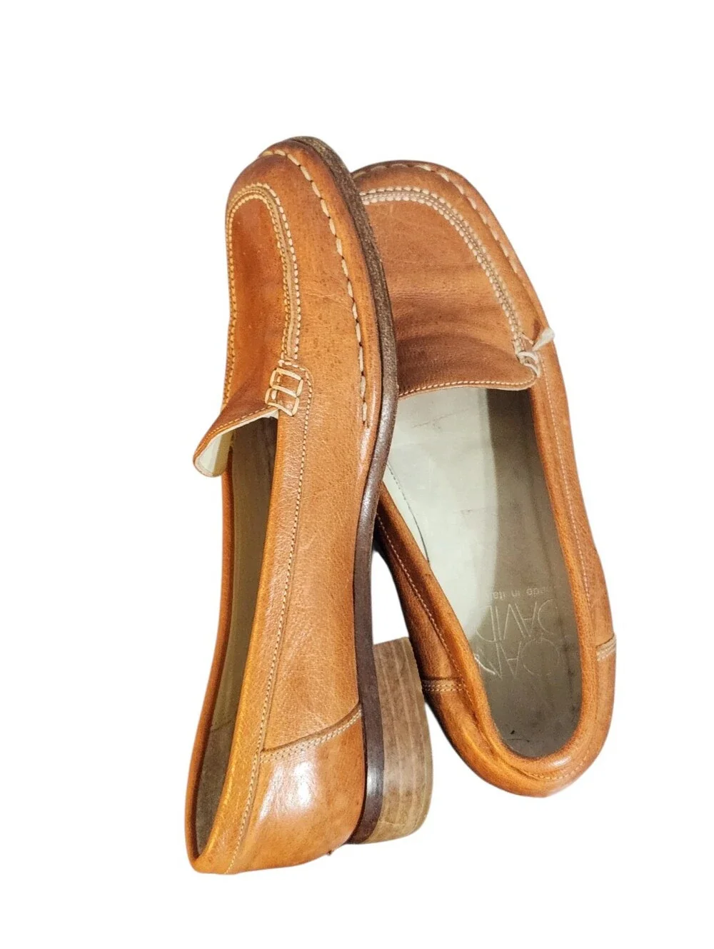 Joan and David Leather Loafers Size 7 M Brown Tan Slip On Shoes Italy